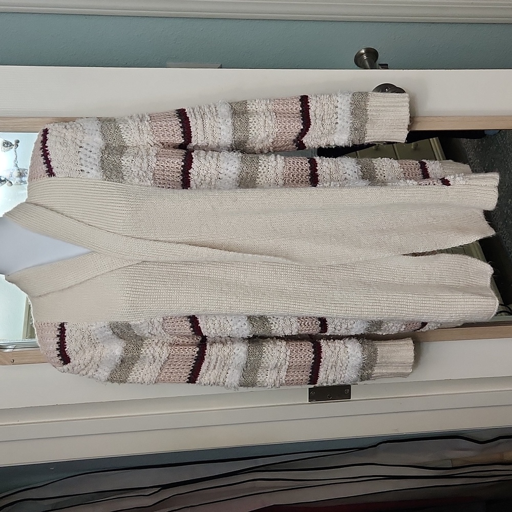 Cozy Striped Knit Cardigan Sweater